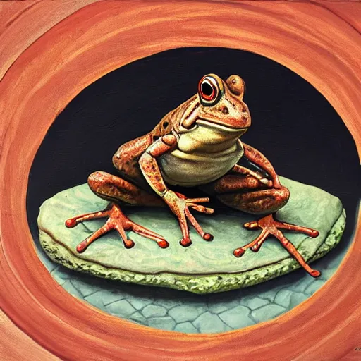 Image similar to a muscular frog suplexing a toad in a makeshift wrestling ring, dynamic, oil painting, very detailed