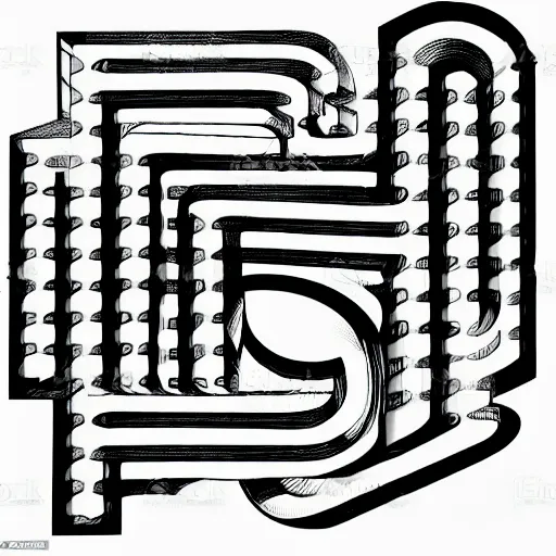 Prompt: 3d black and white line art illustration of a complex question mark symbol by mc Escher H 768
