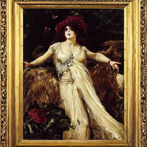 Prompt: portrait of persephone as goddess of death, action heroine by alfred stevens