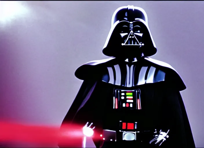 Image similar to film still of Darth Vader as Michael Jackson moonwalking on stage in concert