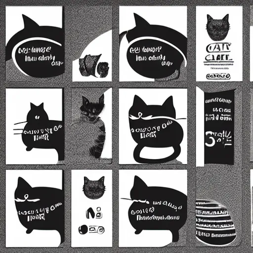 Prompt: product sticker of cat medicine with rectangle shape, elegant, minimalist, black and white,