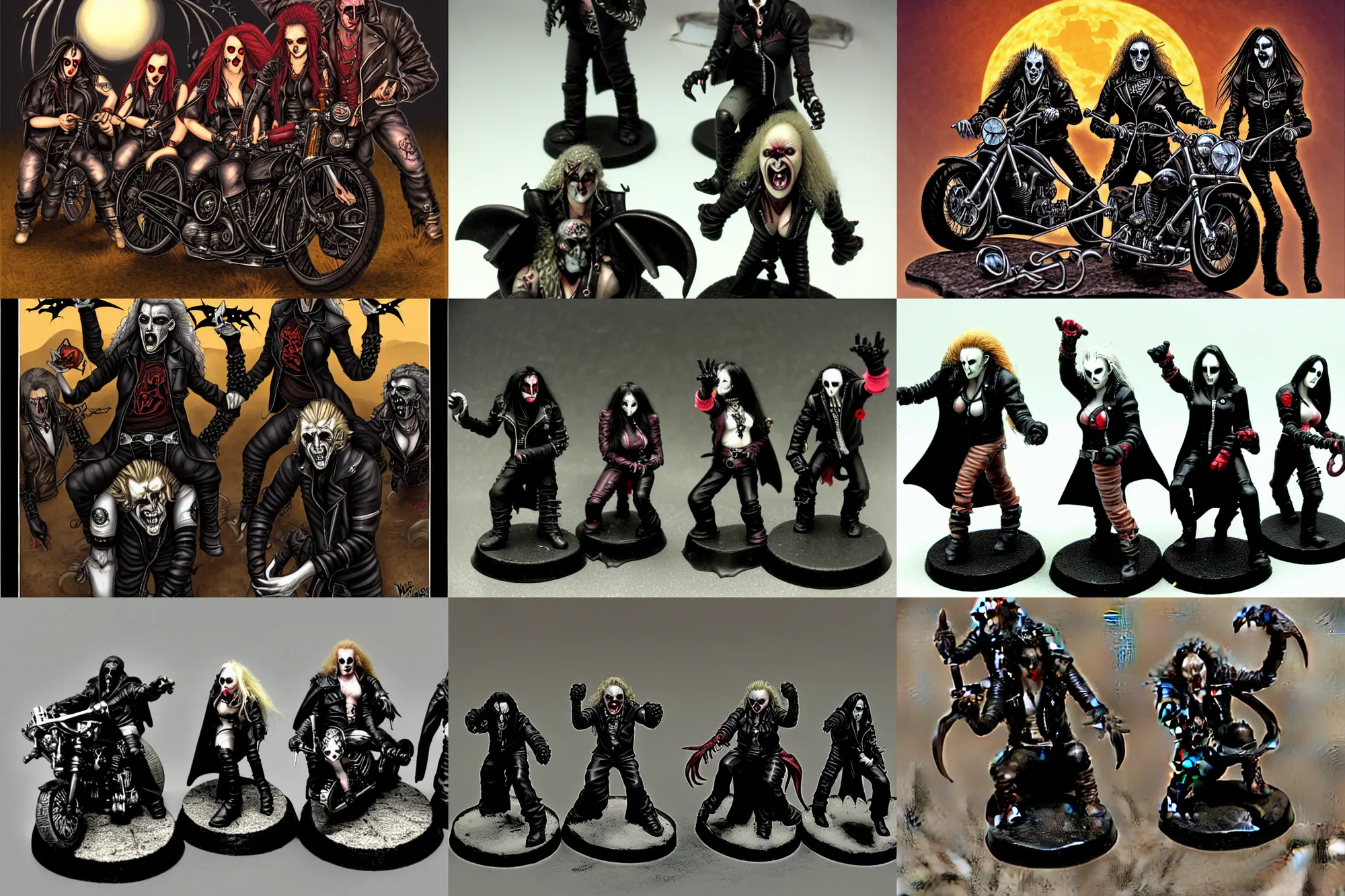 Prompt: biker vampires, gangrel, circle of the crone, world of darkness ( by white wolf )