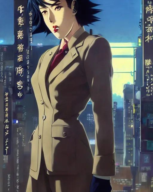 Image similar to portrait Anime 1940s Detective smoking Sharp fine face, pretty face, realistic shaded Perfect face, fine details. Anime. cyberpunk realistic shaded lighting by katsuhiro otomo ghost-in-the-shell, magali villeneuve, artgerm, rutkowski Jeremy Lipkin and Giuseppe Dangelico Pino and Michael Garmash and Rob Rey