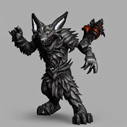Prompt: fenrir stylized stl fantasy miniature, 3 d render, activision blizzard style, hearthstone style