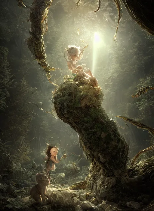 Image similar to preschool - nebular biomechanical incredible hair, crystalline masterpiece incrustations, hyperdetailed face, childrens textless storybook illustration, elegant pose, movie still, intricate, octane render, cinematic forest lighting, cgsociety, unreal engine, crepuscular rays, god rays, caustic shadows lighting,