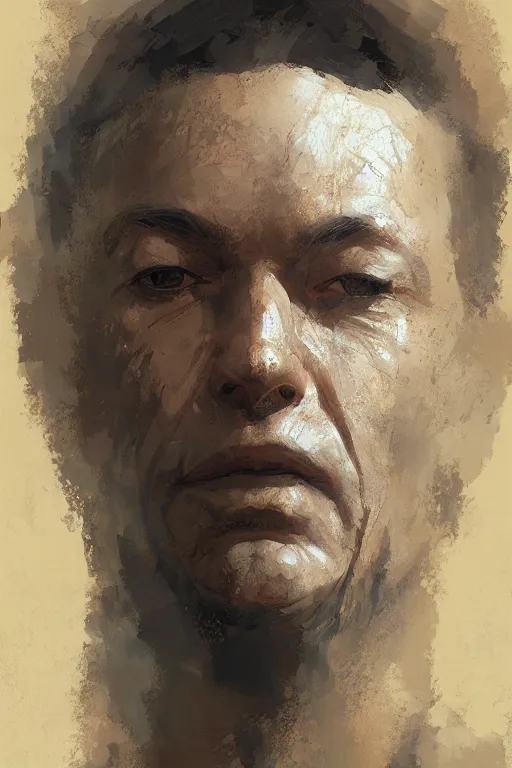 Image similar to portrait of a man with a fractal face by Craig Mullins and Hiroshi Yoshida, very detailed, trending on artstation