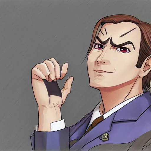 Image similar to saul goodman in ace attorney by kazuya nuri, concept art