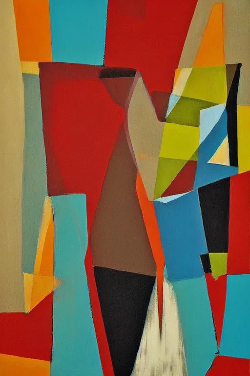 Prompt: mid century modern art retro abstract on canvas by beth adler