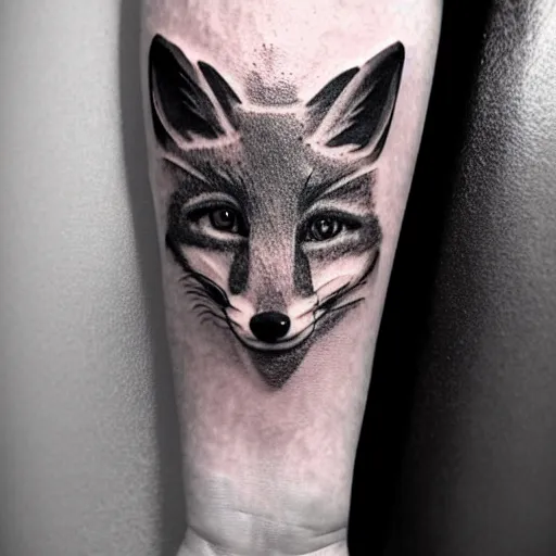 Image similar to A tattoo of a fox, shoulder, abstract
