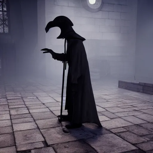 Prompt: The Plague Doctor, unreal engine, depth of field