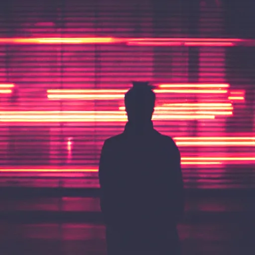 Image similar to one man silhouette standing in front of a cyberperunk city, neon lights, night, very beautiful, trending on deviantart,