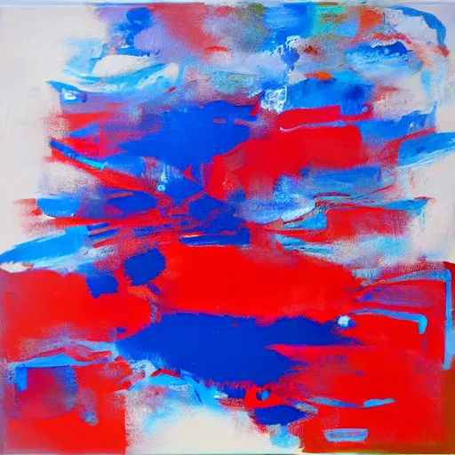 Image similar to acrylic abstract painting on canvas using primary red and blue