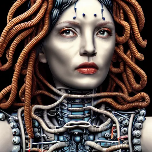 Prompt: portrait of gorgon medusa with cybernetic implants, highly detailed, cinematic quality, 8k