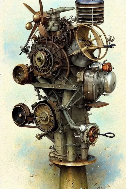 Image similar to (((((1950s rotary airplane engine. muted colors.))))) by Jean-Baptiste Monge !!!!!!!!!!!!!!!!!!!!!!!!!!!