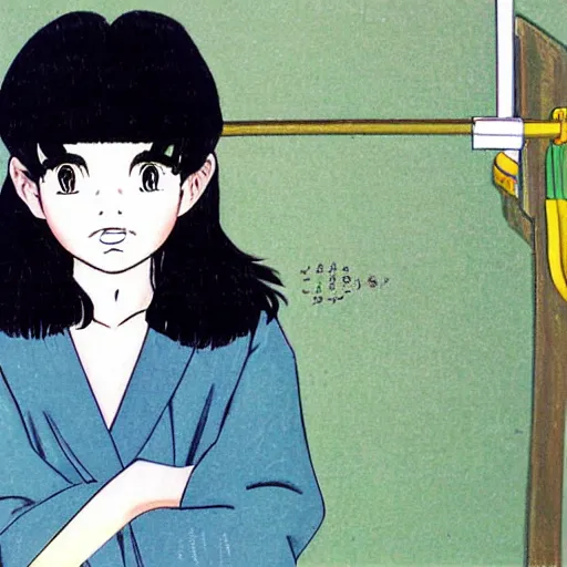Image similar to a vintage portrait of a girl made by rumiko takahashi ( 1 9 9 0 )
