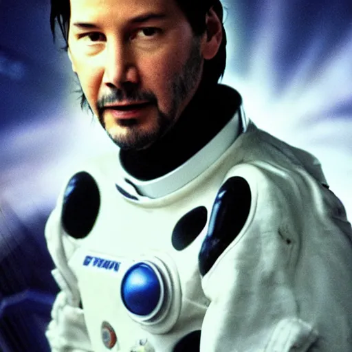 Prompt: Keanu reeves in a spacesuit, headshot, photo still