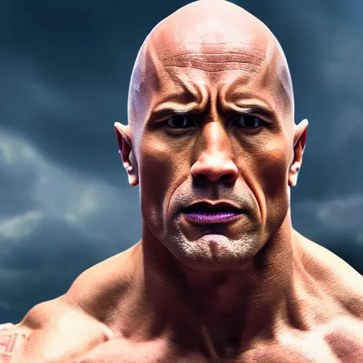 Image similar to a film still of dwayne johnson as voldemort, studio photography, high detail, ultra high detail, 4 k, hdr, 8 k