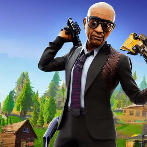 Image similar to Giancarlo Esposito in Fortnite hyper realistic 4K quality