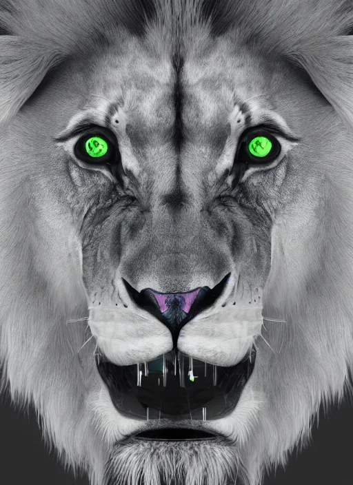 Image similar to A lion face made of Arabic Calligraphy depicting in glowing neons, fisheye lens, unreal 5, DAZ, hyperrealistic, octane render, dynamic lighting