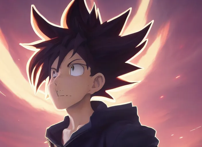 Image similar to highly detailed portrait of yugi moto, in my hero academia, stephen bliss, 8 k, unreal engine, fantasy art by greg rutkowski, loish, rhads, ferdinand knab, makoto shinkai and lois van baarle, ilya kuvshinov, rossdraws, tom bagshaw, global illumination, radiant light, detailed and intricate environment