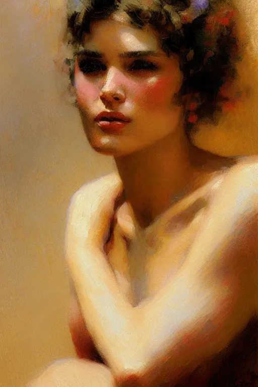 Image similar to Attractive woman, painting by Gaston Bussiere, Craig Mullins