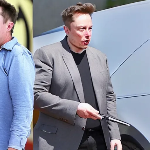 Image similar to elon musk with rhino horn angry