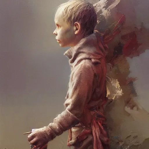 Image similar to character concept art of a finnish boy in tradtional clothing, by jim burns and greg rutkowski, beksinski, konstantin razumov, award winning art, masterpiece