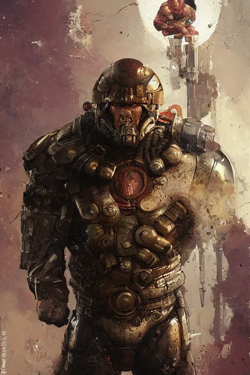 Image similar to pulp scifi fantasy illustration full body portrait marvel juggernaut martyn ford wearing helmet, by norman rockwell, jack kirby, bergey, craig mullins, ruan jia, jeremy mann, tom lovell, 5 0 s, astounding stories, amazing, fantasy, other worlds