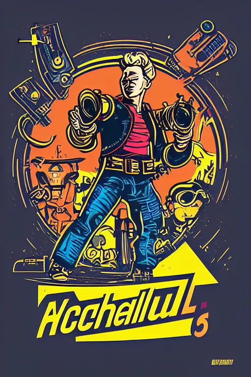 Image similar to fallout 7 6 retro futurist illustration art by butcher billy, sticker, colorful, illustration, highly detailed, simple, smooth and clean vector curves, no jagged lines, vector art, smooth andy warhol style