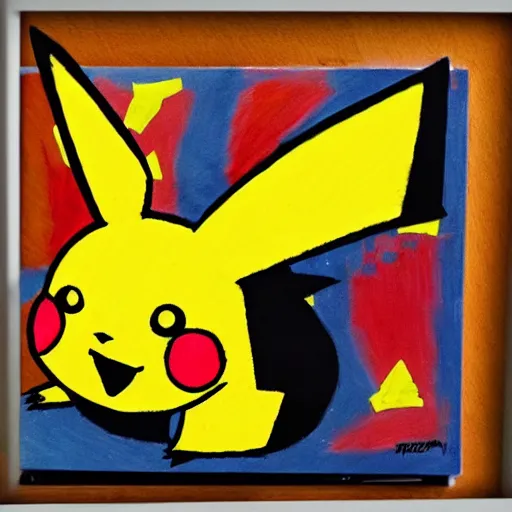 Prompt: ''a pikachu painted in Picasso style''