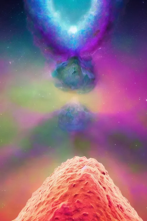 Image similar to tardigrades!!! symmetry!! a dream of a surreal alien landscape, no gravity, full of tardigrades, diffused light, surreal environmental color, crystal formations not responding to the laws of physics, ray tracing, beautiful rays of light in the cosmic dust, color aberration 4 k