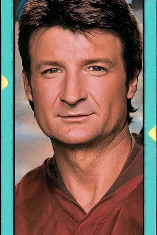 Image similar to baseball card of nathan fillion, full - view, futuristic, nft