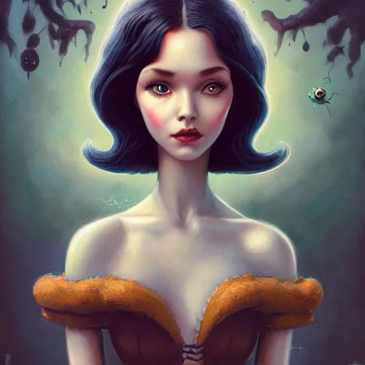 Image similar to Lofi portrait with a small creature, Pixar style by Joe Fenton and Stanley Artgerm and Tom Bagshaw and Tim Burton