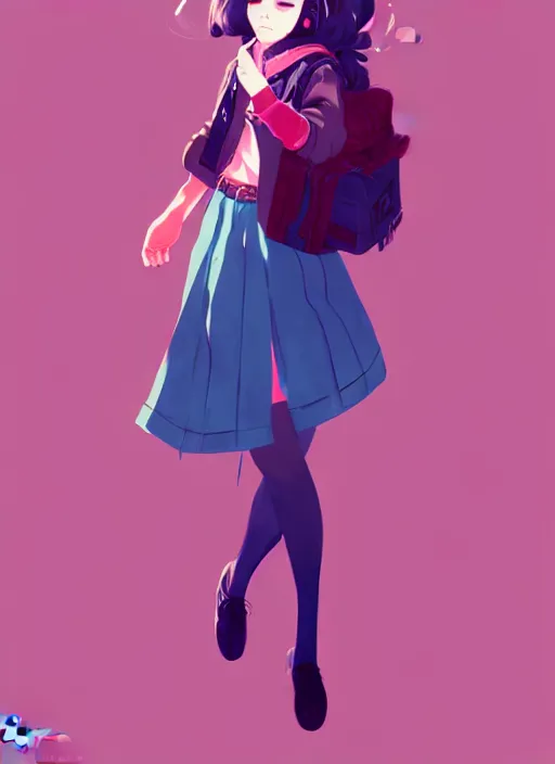 Image similar to female character inspired by 9 0's fashion and by madeline from celeste, art by rossdraws, wlop, ilya kuvshinov and makoto shinkai