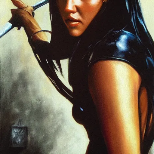 Prompt: ultra realistic portrait painting of jessica alba in underworld, art by frank frazetta, 4 k, ultra realistic, highly detailed, epic lighting.