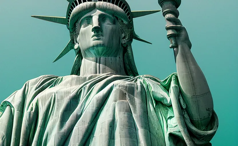 Image similar to statue of liberty, sunken, underwater