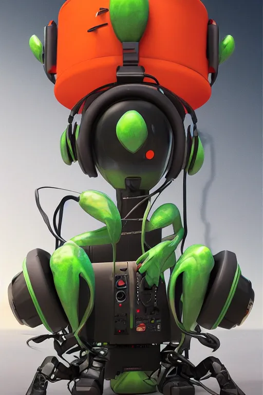 Image similar to a praying mantis kaiju DJ wearing headphones and carrying two big subwoofer speaker boxes, featured on artstation, cgsociety