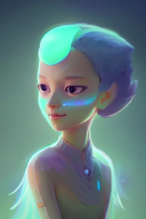 Image similar to super cute Bioluminescent prince character concept, soft light, soft mood, realistic body features and face, illustration, painting oil on canvas by Elena Zhurikhina and Goro Fujita and Charlie Bowater, octane render trending on artstation, 4k, 8k, HD