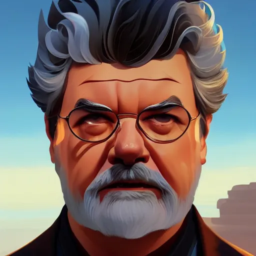 Image similar to face icon stylized minimalist george lucas, loftis, cory behance hd by jesper ejsing, by rhads, makoto shinkai and lois van baarle, ilya kuvshinov, rossdraws global illumination