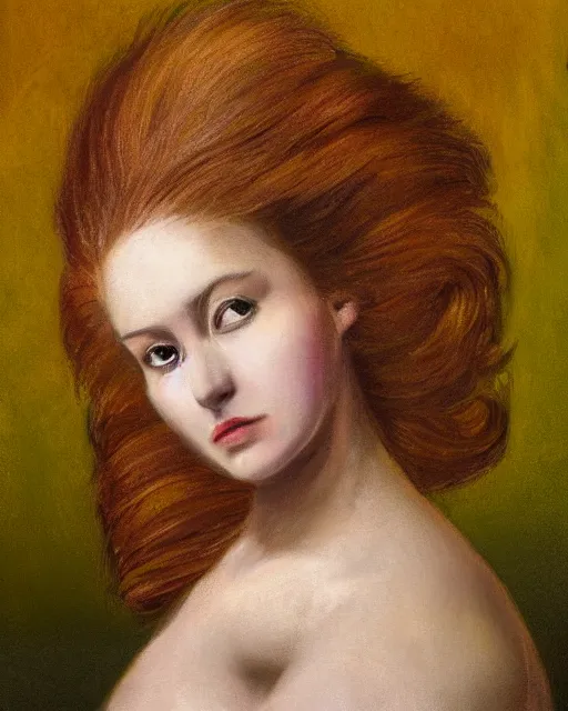 Image similar to portrait woman with the hair as an northern light, fine details