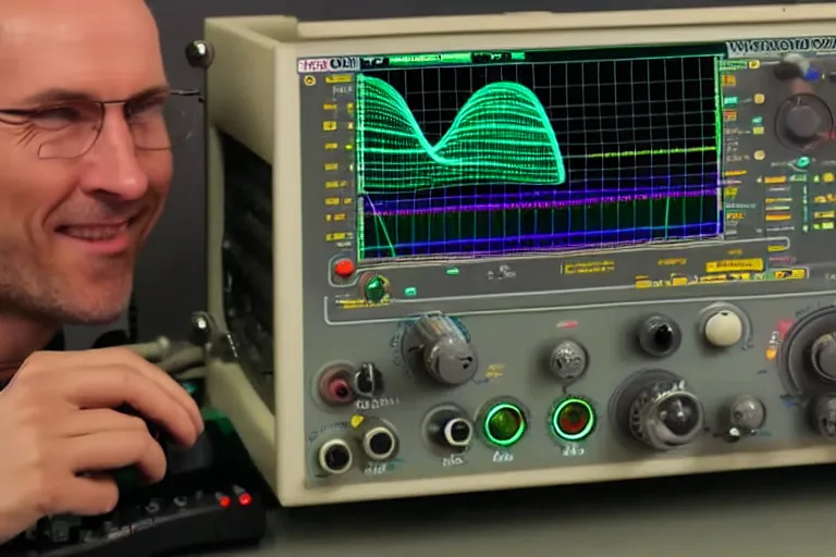 Image similar to an oscilloscope shaking a sound wave, wiggling a weasel, a stoat sinusoid spectacle : the wiggle and the wave - the wiggle is the wave!