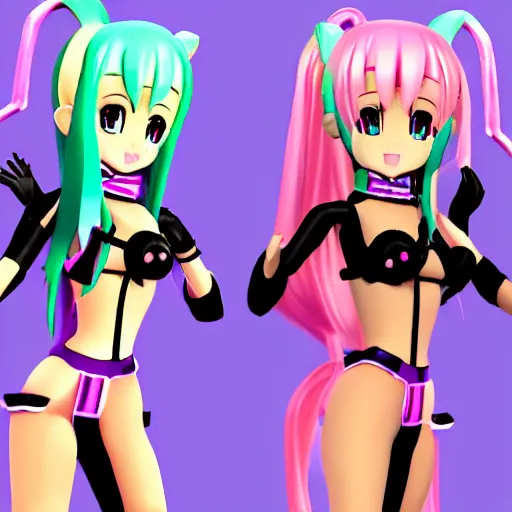 Image similar to Ariana Grande as a MMD model, 3D, style of Hatuke Miku model, Vocaloid, colorful