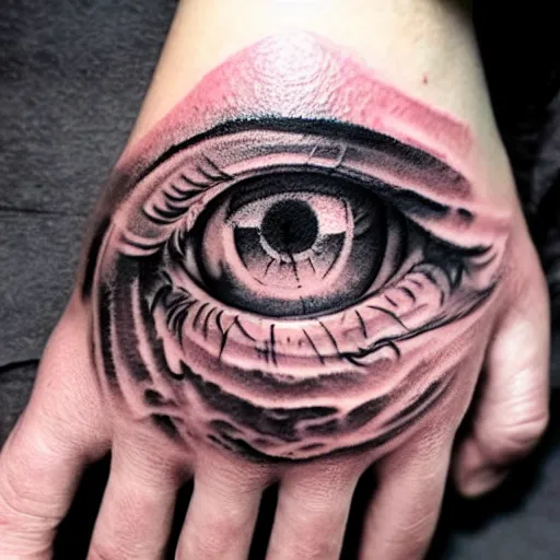 Image similar to double exposure hand tattoo of a crying eye, watercolor, stylish
