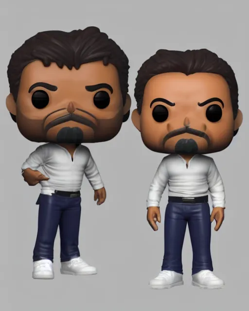 Image similar to full body 3d render of Imran Khan as a funko pop, studio lighting, white background, blender, trending on artstation, 8k, highly detailed