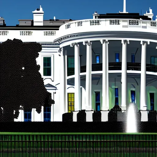 Prompt: a boring machine parked in front of the white house, photorealistic, high definition