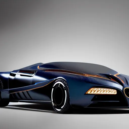 Image similar to Batmobile designed by Bugatti, full image, Batmobile, promotional photo Batmobile