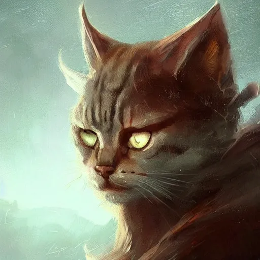 Prompt: Viking cat. Digital art by Greg Rutkowski