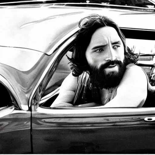 Prompt: jesus in a hotrod