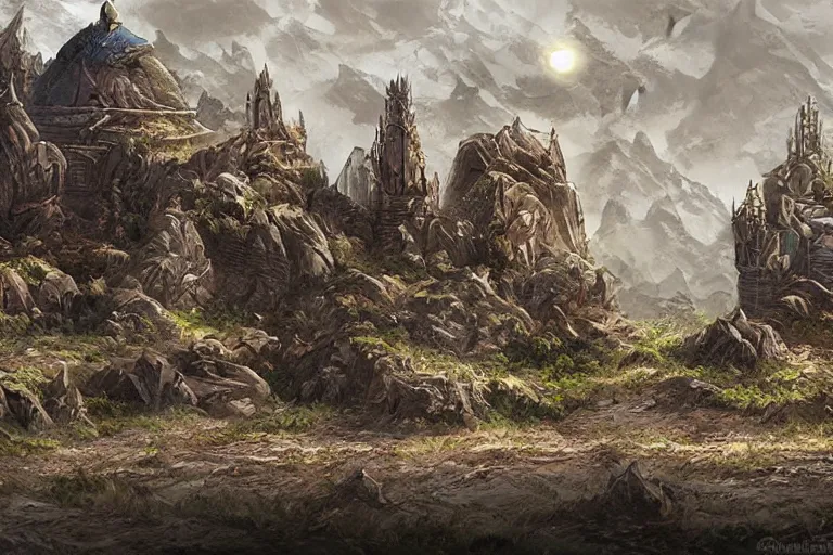 Prompt: steppe atlantis ultra detailed fantasy landscape concept art