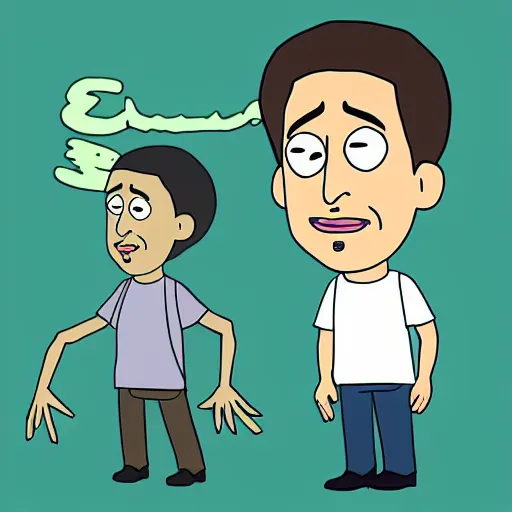 Image similar to ross geller from friends, in the style of rick and morty